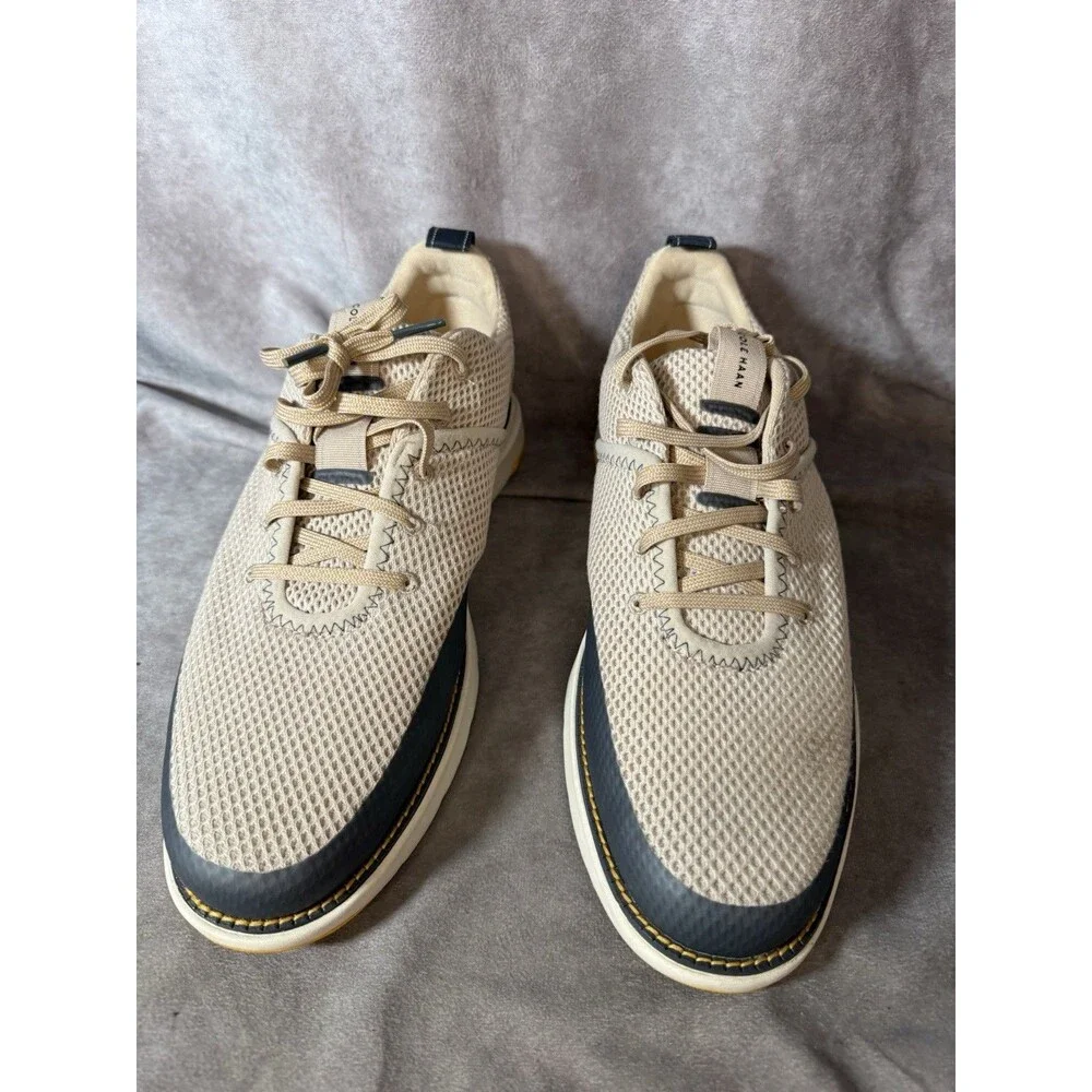 Cole Haan Grand Atlantic Mens Size 10 M Beige Mesh Oxfords Shoe Lace Up C34650